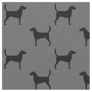 Harrier Dog Silhouetten Grau und Schwarz Gemustert Stoff