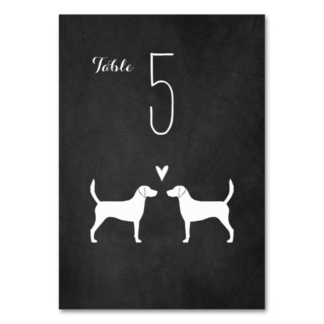 Harrier Dog Silhouetten Hochzeitsempfang Tischnummer (Vorderseite)
