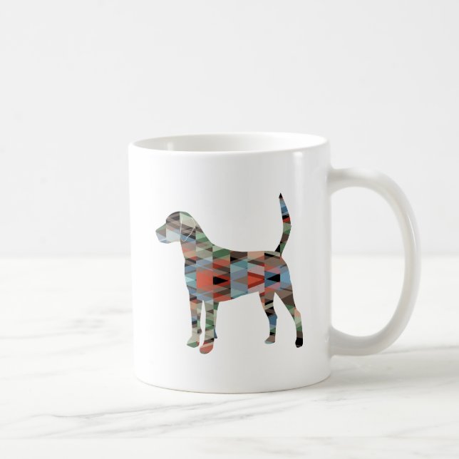 Harrier Hound Dog Geometric Pattern Silhouette Kaffeetasse (Rechts)