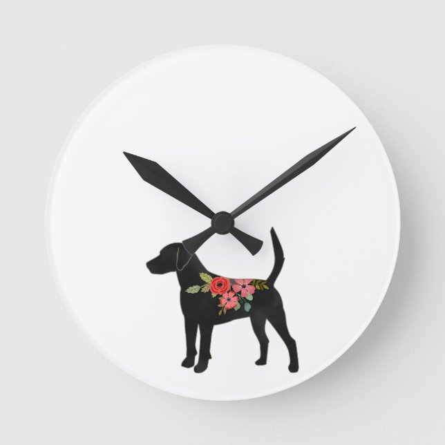 Harrier oder Beagle Hund Rasse Boho Silhouette Runde Wanduhr (Vorderseite)