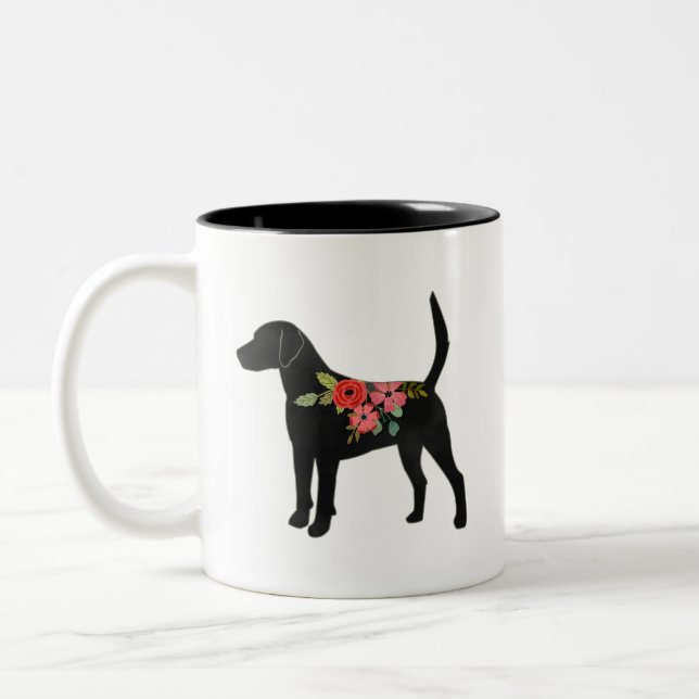 Harrier oder Beagle Hund Rasse Boho Silhouette Zweifarbige Tasse (Links)