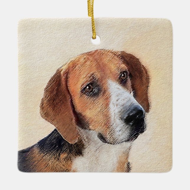 Harrier Painting - Niedliche Original Dog Art Keramikornament (Vorderseite)