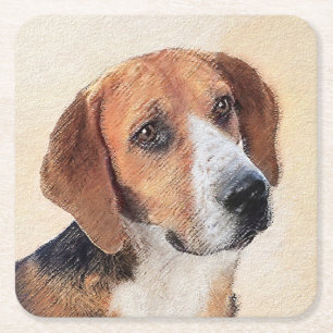 Harrier Painting - Niedliche Original Dog Art Rechteckiger Pappuntersetzer