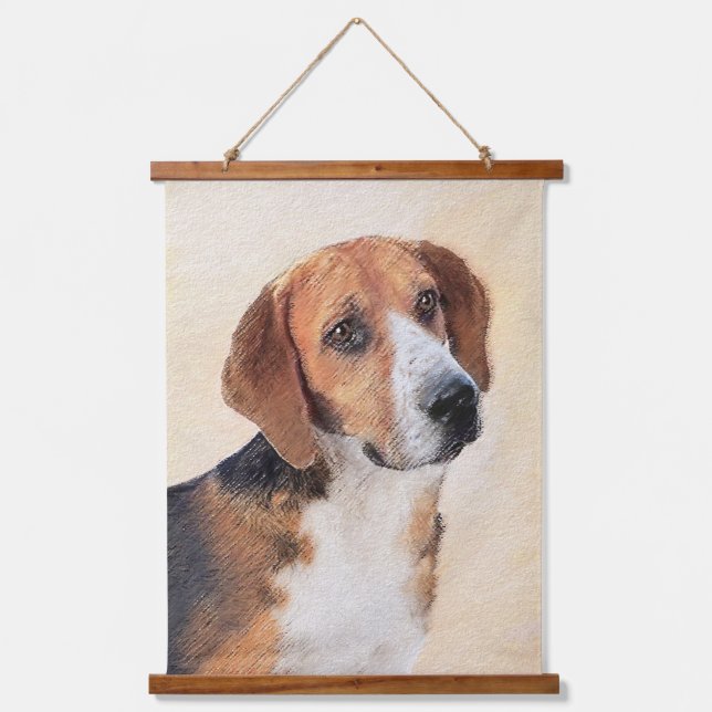 Harrier Painting - Niedliche Original Dog Art Wandteppich Mit Holzrahmen (Vorderseite)