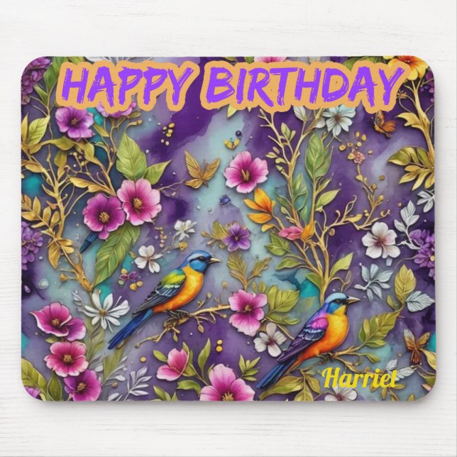 HARRIET ~ Birds Blume ~ Geburtstagsgrüße ~ Mousepad (Vorne)