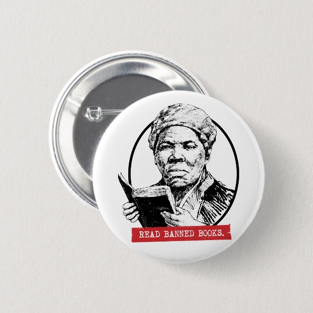 Harriet Tubman liest Banned Books Button (Vorne & Hinten)