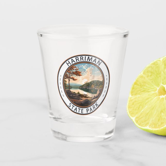 Harriman Staat Park New York Abzeichen Schnapsglas (Vorderseite)