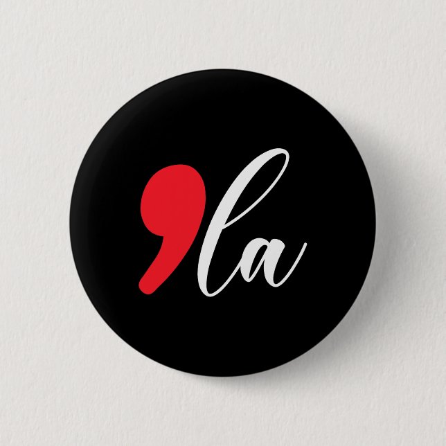 Harris 2024 Präsident Comma La Funny 2 Button (Vorderseite)