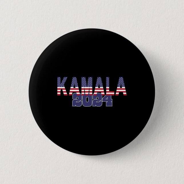 Harris 2024 Präsident Red White Blue Flag Amerika Button (Vorderseite)