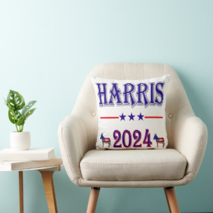 Harris 2024 Pres Democrat Donkeys USA Flag Kissen