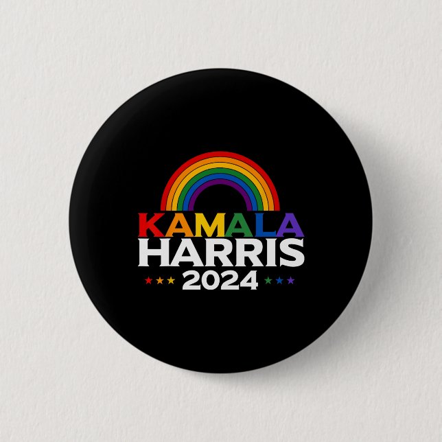 Harris 2024 Rainbow Flag Gay Pride Lgbt Button (Vorderseite)