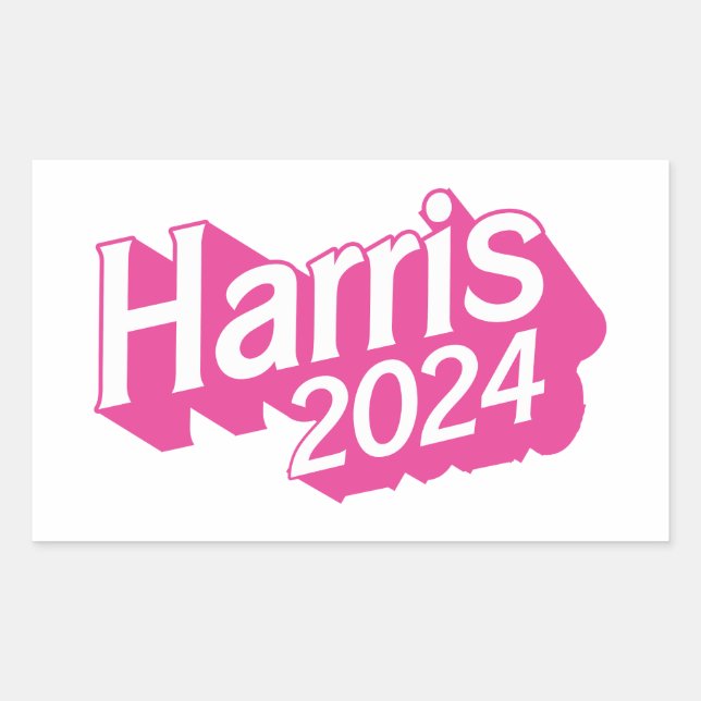 Harris 2024 Rosa farbenfroh Rechteckiger Aufkleber (Vorderseite)