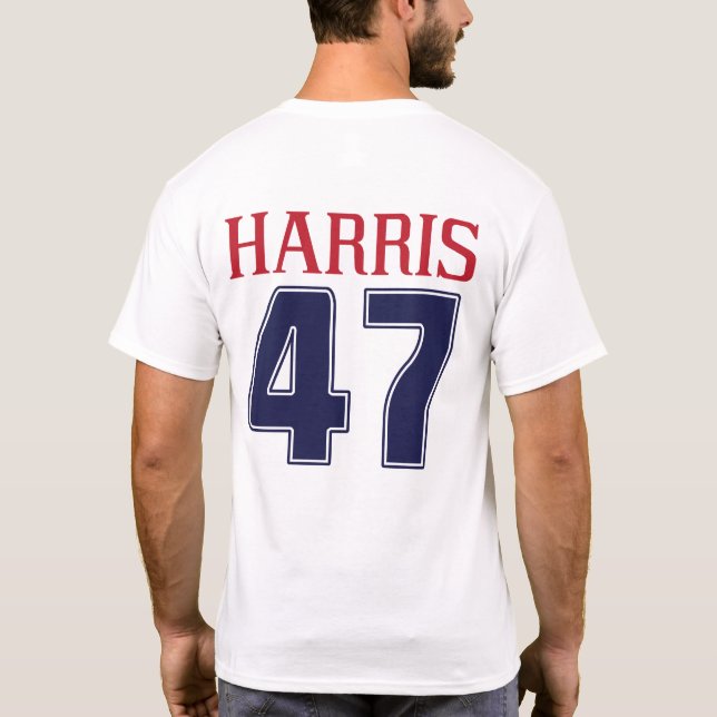 Harris 47 Sports Number Kamala für Präsident 2024 T-Shirt (Rückseite)