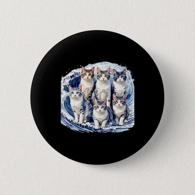 Harris Blue Cats Wave - Funny für Katzenbesitzer Button (Vorderseite)