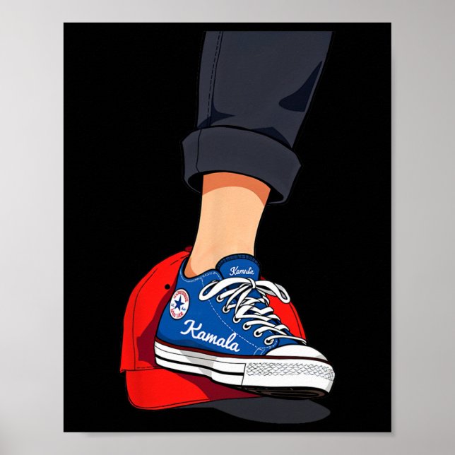 Harris Blue Stepping auf Red Mega Hat Poster (Vorne)