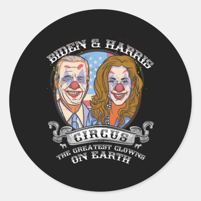 Harris Circus Beste Clowns auf der Erde Anti-Biden Runder Aufkleber (Vorderseite)