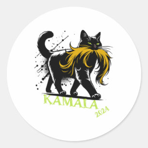Harris Funny Retro Childless Cat Lady President 20 Runder Aufkleber