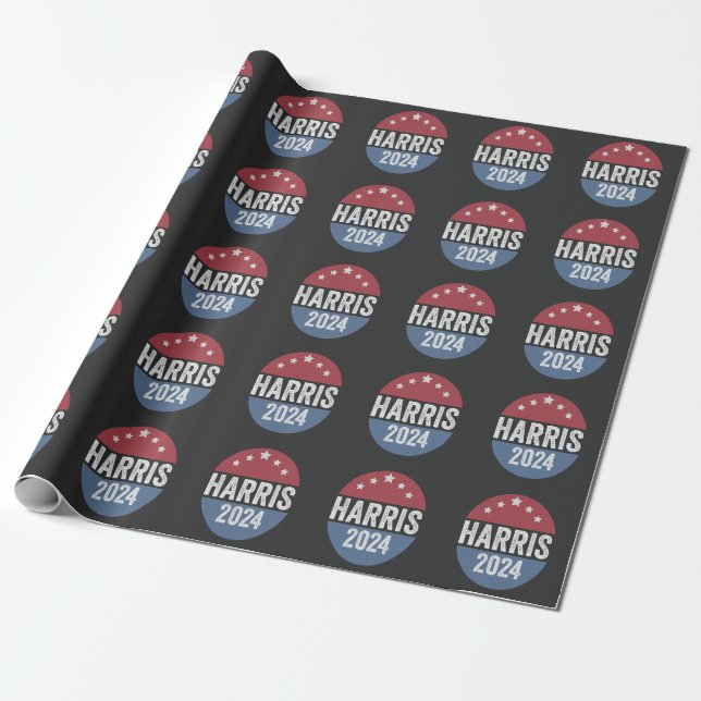 Harris für die Demokraten bei den Präsidentschafts Geschenkpapier (Ungerollt)