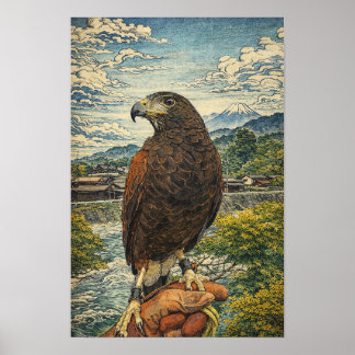 Harris-Habicht-Ukiyo-e - Japanische Falknerei-Wand Poster