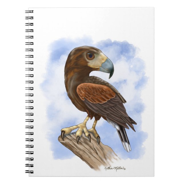 Harris Hawk auf der Lauer Cartoon	 Notizblock (Vorderseite)
