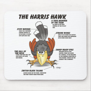 Harris Hawk Cartoon Mousepad