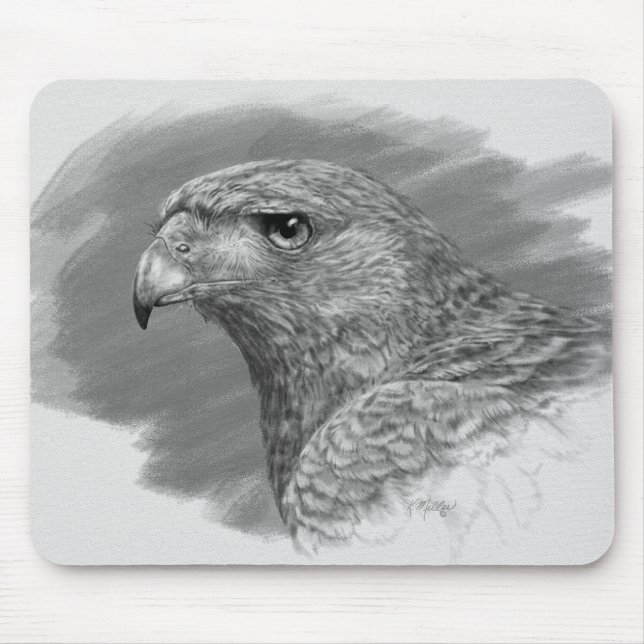Harris Hawk Zeichnend Mousepad (Vorne)