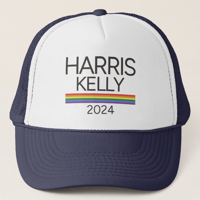 Harris Kelly 2024 LGBTQ Rainbow Pride Flag Truckerkappe (Vorderseite)