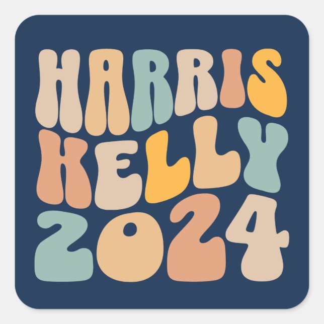 Harris Kelly 2024 Trendy Wavy Boho Quadratischer Aufkleber (Vorderseite)