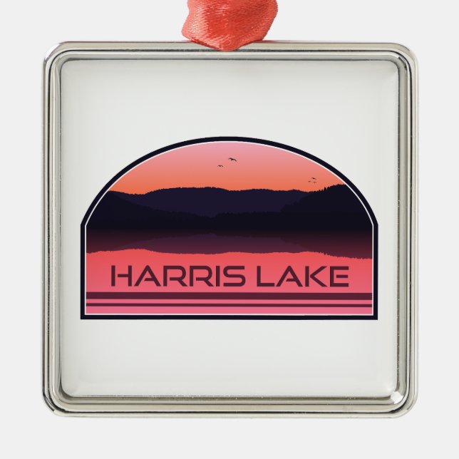 Harris Lake North Carolina Red Sunrise Ornament Aus Metall (Vorne)