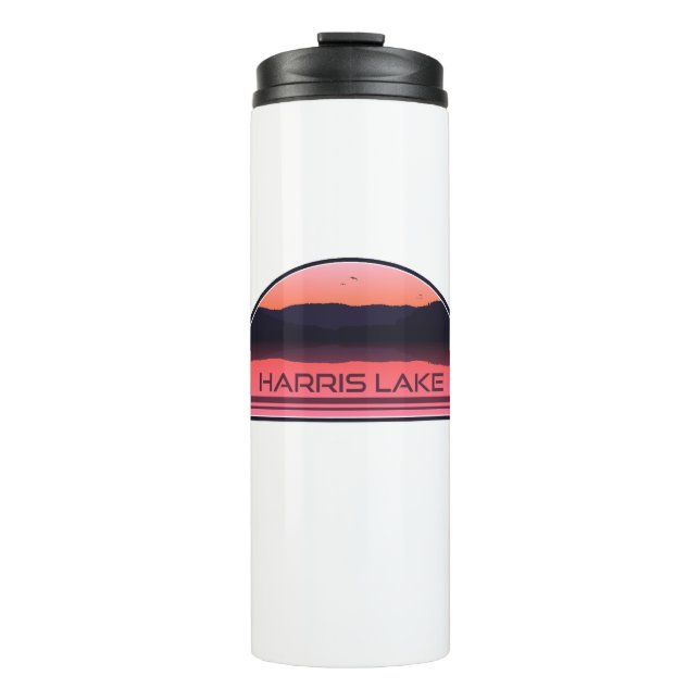 Harris Lake North Carolina Red Sunrise Thermosbecher (Vorderseite)