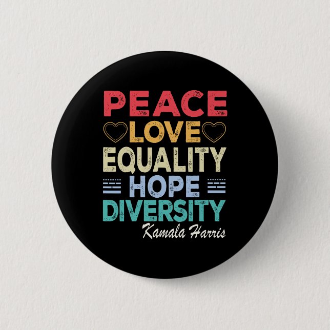 Harris Peace Liebe Equality Hope Diversity Retro Button (Vorderseite)
