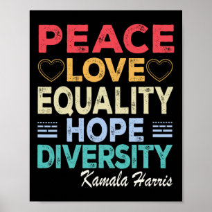 Harris Peace Liebe Equality Hope Diversity Retro Poster