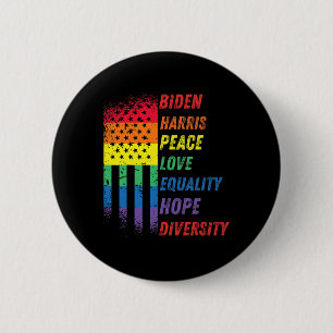 Harris Regenbogen-Amerika-Flagge Novelty-T-Shirt E Button