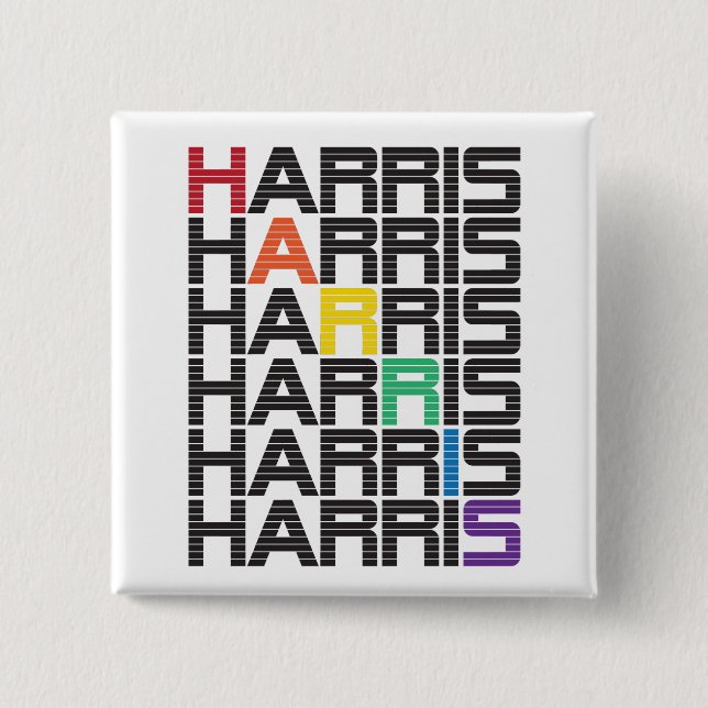 HARRIS-Regenbogentextstapel Button (Vorderseite)