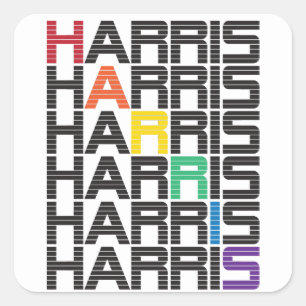 HARRIS-Regenbogentextstapel Quadratischer Aufkleber