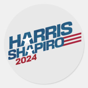 Harris Shapiro 2024 Sterne und Streifen Patriotisc Runder Aufkleber