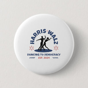 Harris Tim Walz Waltz 2024 tanzt für Demokratie Button