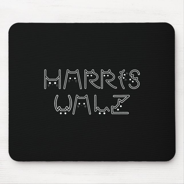 Harris Tim Walz Waltz Cat Letter Schriftart Design Mousepad (Vorne)