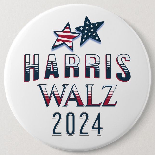 Harris und Walz-Demokrat POTUS 2024 groß Button (Vorderseite)