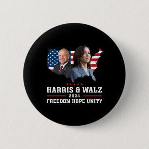 Harris W 2024 Freedom Hope Unity Political Kamala Button