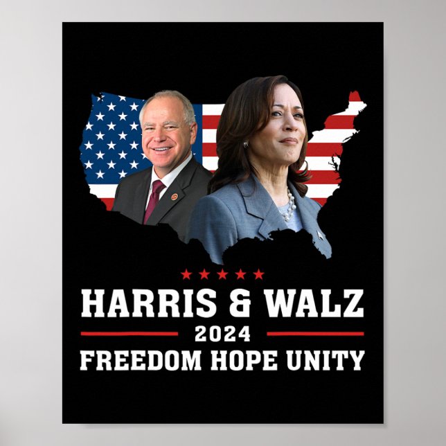 Harris W 2024 Freedom Hope Unity Political Kamala Poster (Vorne)