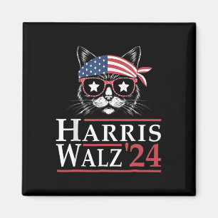 Harris W 2024 Funny Cat Election Kamala Harris Tim Magnet