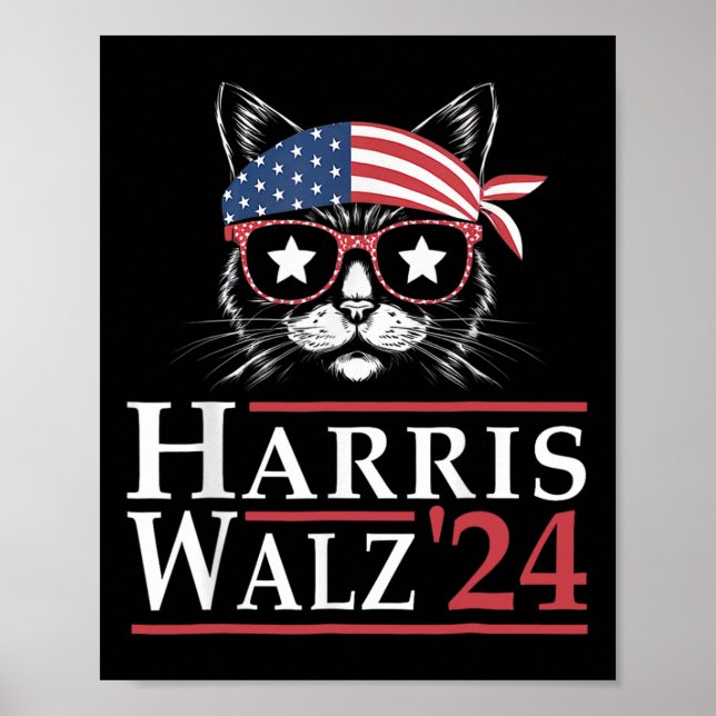 Harris W 2024 Funny Cat Election Kamala Harris Tim Poster (Vorne)