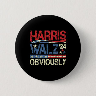 Harris W Offensichtlich! Harris Waltz Wahl 2024 Button