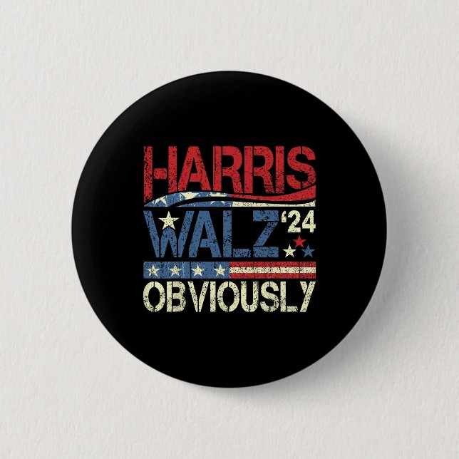 Harris W Offensichtlich! Harris Waltz Wahl 2024 Button (Vorderseite)