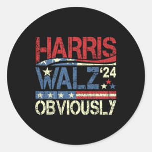 Harris W Offensichtlich! Harris Waltz Wahl 2024 Runder Aufkleber