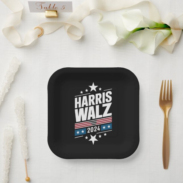 Harris Waltz 2024 Kamala Harris Tim Waltz 2024 Pappteller (Hochzeit)