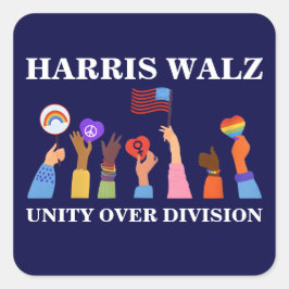 Harris Waltz 2024 Unity over Division Quadratischer Aufkleber