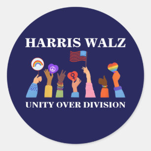 Harris Waltz 2024 Unity over Division Runder Aufkleber