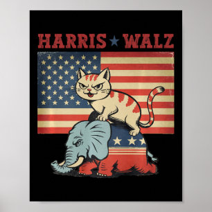 Harris Waltz 2024 VP Präsident Wahl Funny Cat Poster